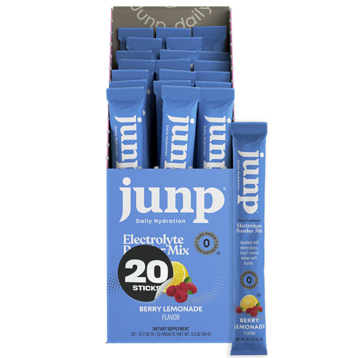 Junp Berry Lemonade Electrolyte Stick Packs, 20 count