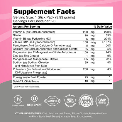 Junp Strawberry Margarita Electrolyte Stick Packs, 20 count