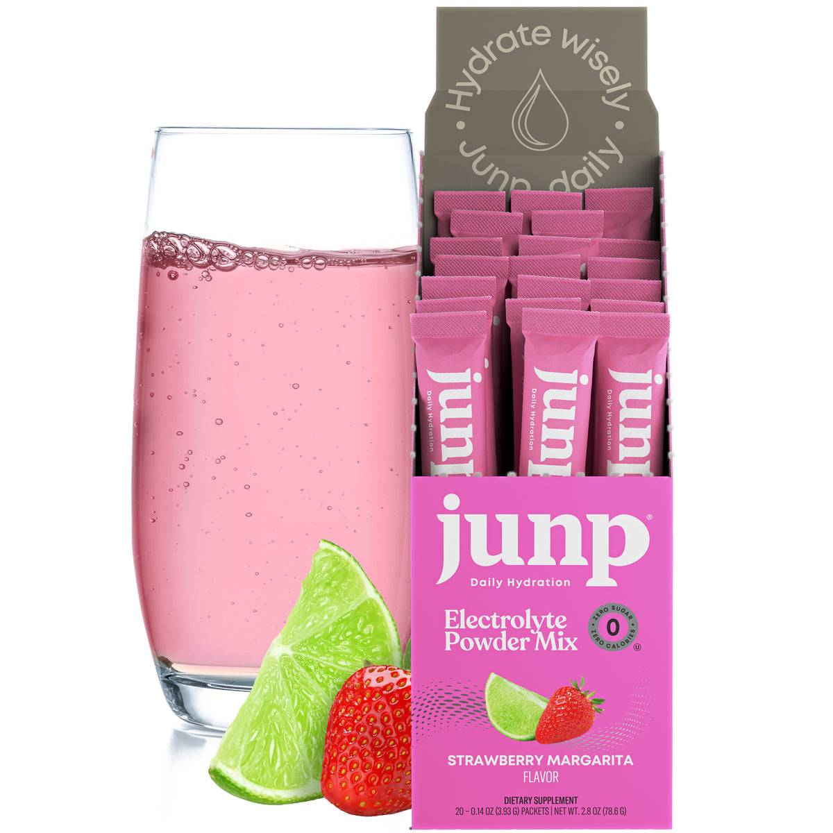 Junp Strawberry Margarita Electrolyte Stick Packs, 20 count
