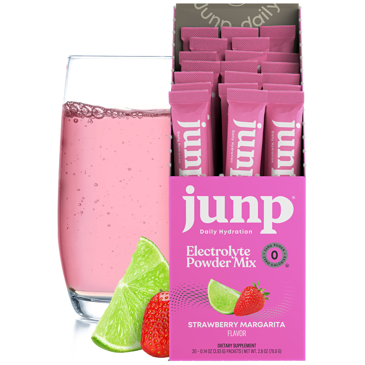 Junp Strawberry Margarita Electrolyte Stick Packs, 20 count