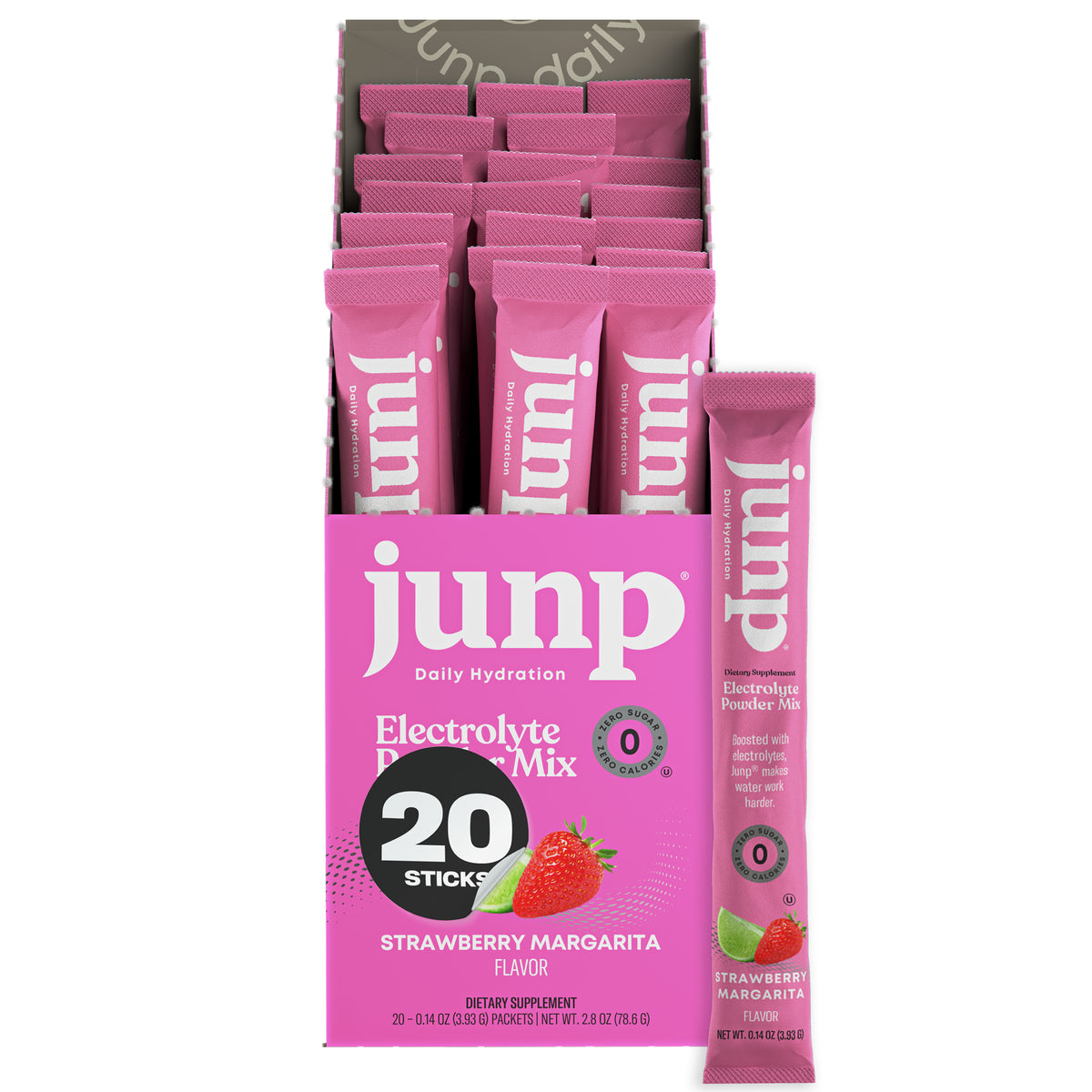 Junp Strawberry Margarita Electrolyte Stick Packs, 20 count