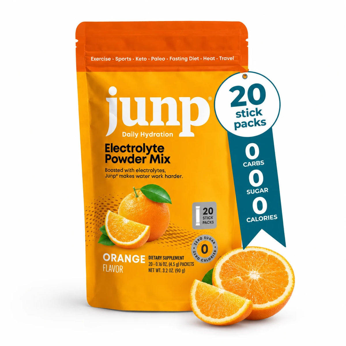 Junp Orange Electrolyte Stick Packs, 20 count